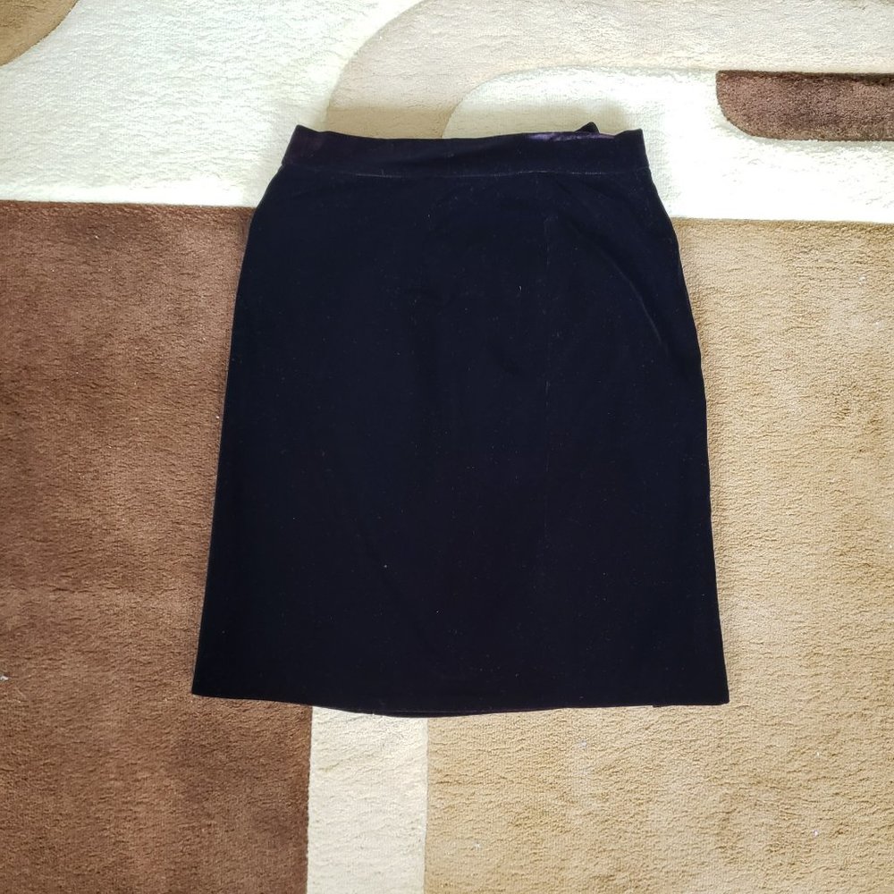 Black Velvet Mini Skirt with Slit